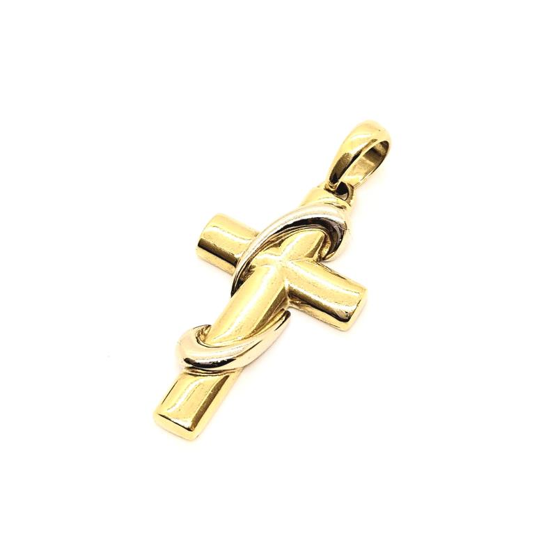 Ciondolo  oro giallo e bianco 750/1000 crocifisso