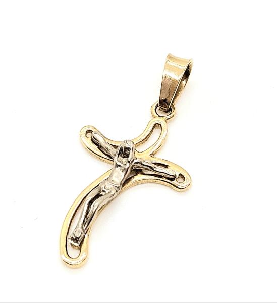 Ciondolo oro giallo e bianco 750/1000 mod. crocifisso 