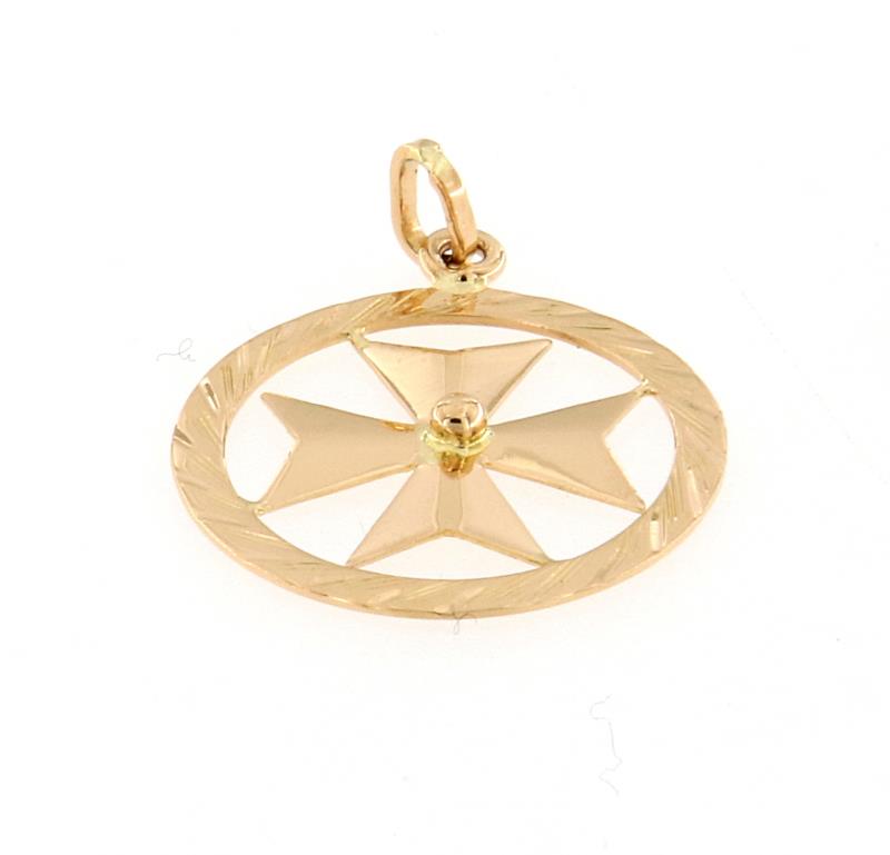 Ciondolo oro rosa  750/1000 croce di malta