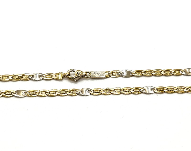 Collana due ori 750/1000 maglia 1+5 cm 50.5