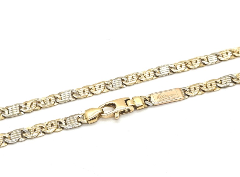 Collana  due ori 750/1000 maglia occhio di pernice cm 50.5