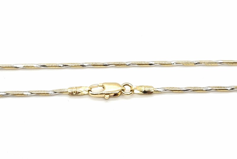 Collana due ori 750/1000  maglia tubolare a spirale  cm 45