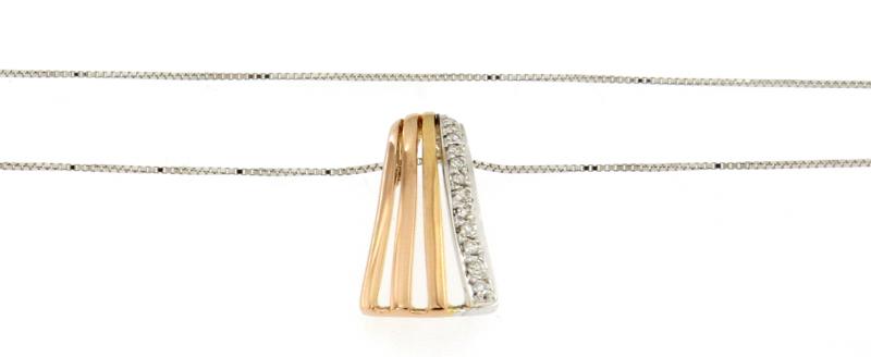 Collana due ori 750\1000 con diamantini