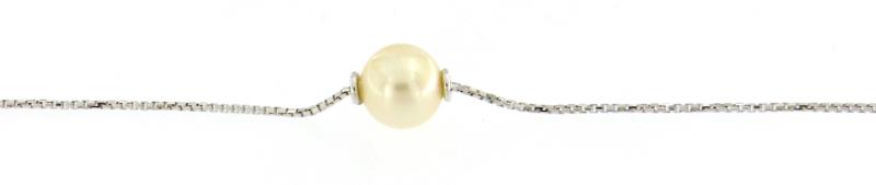Collana in oro bianco  750\1000  girocollo  con perla cm 41