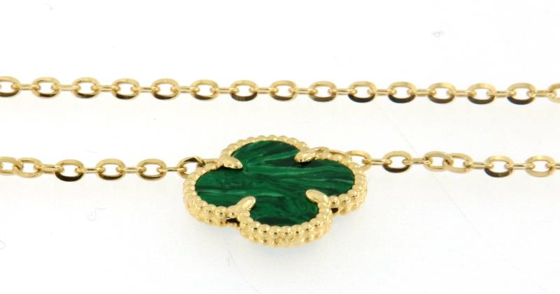 Collana in oro giallo 750\1000 con ciondolo quadrifoglio cm 42