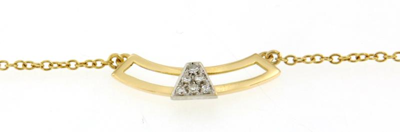 Collana in oro giallo 750\1000 con decoro centrale in pave' di diamanti cm 38