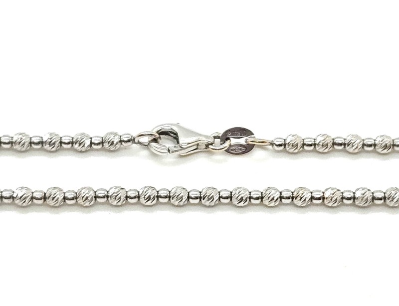 Collana  oro bianco 750/1000 martellata a sfere cm 45