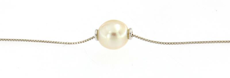 Collana oro bianco 750\1000 con perla cm 42