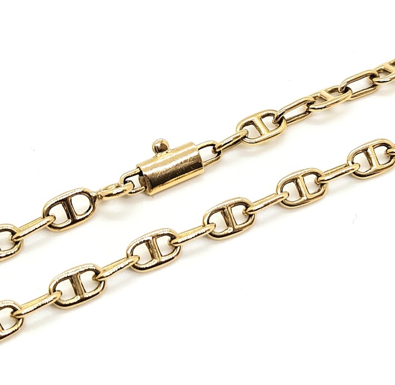 Collana  oro giallo 750/1000 maglia marina e rolò  1+1 cm 46