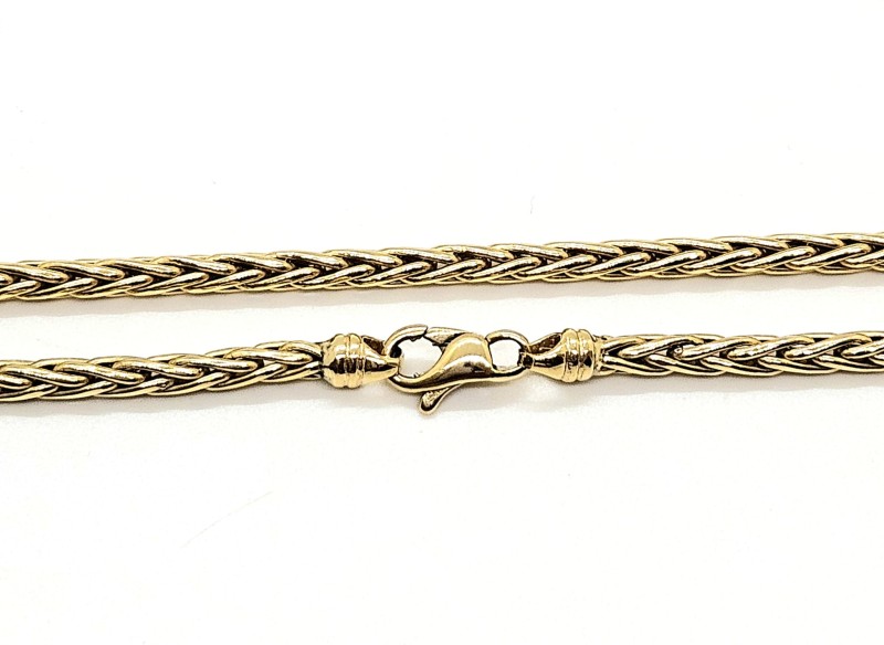 Collana  oro giallo 750/1000 maglia tubolare spigata cm 59.5 