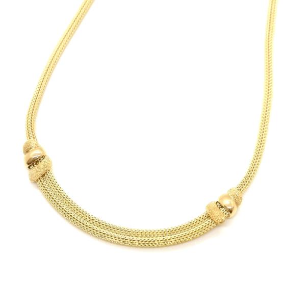 Girocollo oro giallo 750/1000 maglia tubolare spigata con elementi semisatinati  cm 44.5