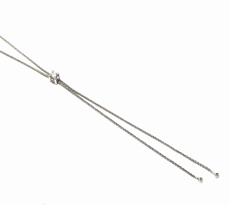 Salvini - collana - oro bianco 750/1000 maglia spigata con p. luce e  diamanti ct tot. 0.15 - g color -  cm 45.5