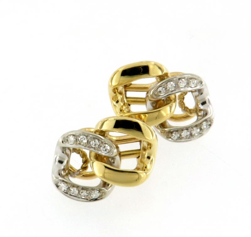 Coppia di orecchini in oro giallo 750\1000 barbazzale con diamantini