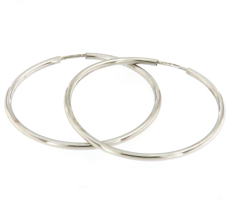 Coppia di orecchini oro bianco 750/1000 cerchi diam. cm.4