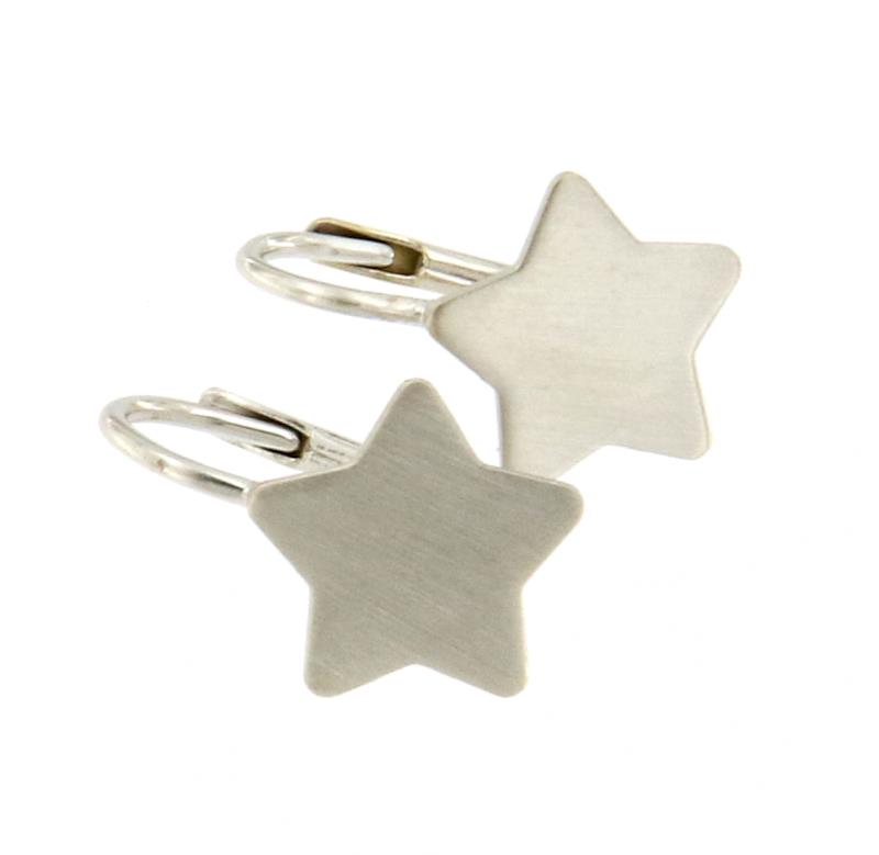Coppia di orecchini oro bianco 750/1000 stelle satinate