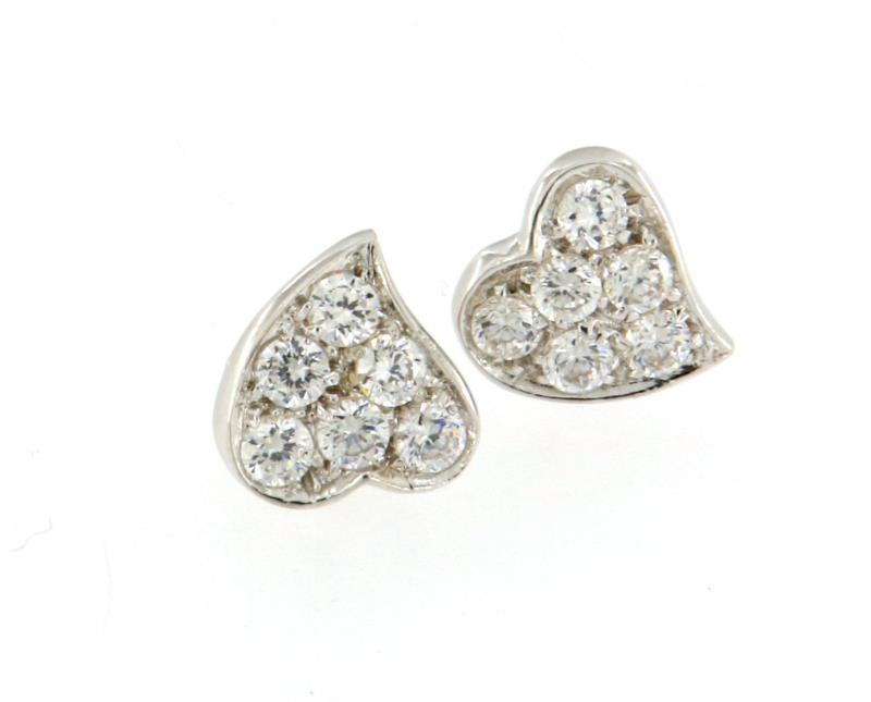 Coppia orecchini 2 ori 750/1000 cuori con pietre