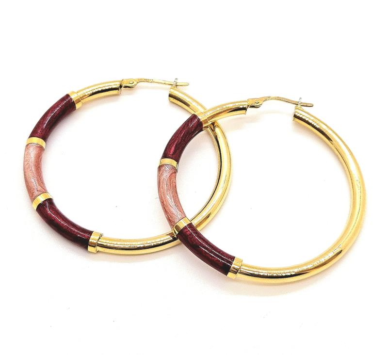 Coppia orecchini oro giallo 750/1000 cerchi con smalto
