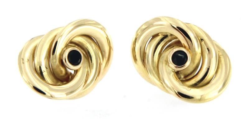 Orecchini in oro g 750/1000 fantasia 3 cerchi intrecciati 2 cm x 1,3 cm