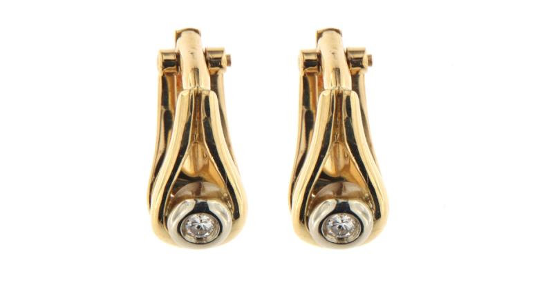 Orecchini in oro g/b 750/1000 clip con diamanti punto luce 15 pt tot