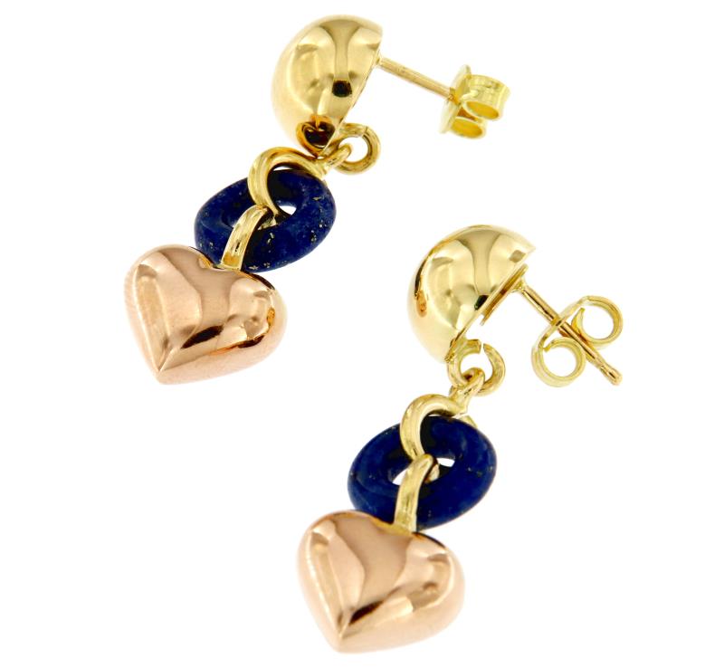 Orecchini pendenti 2 ori 750/1000 e pietre